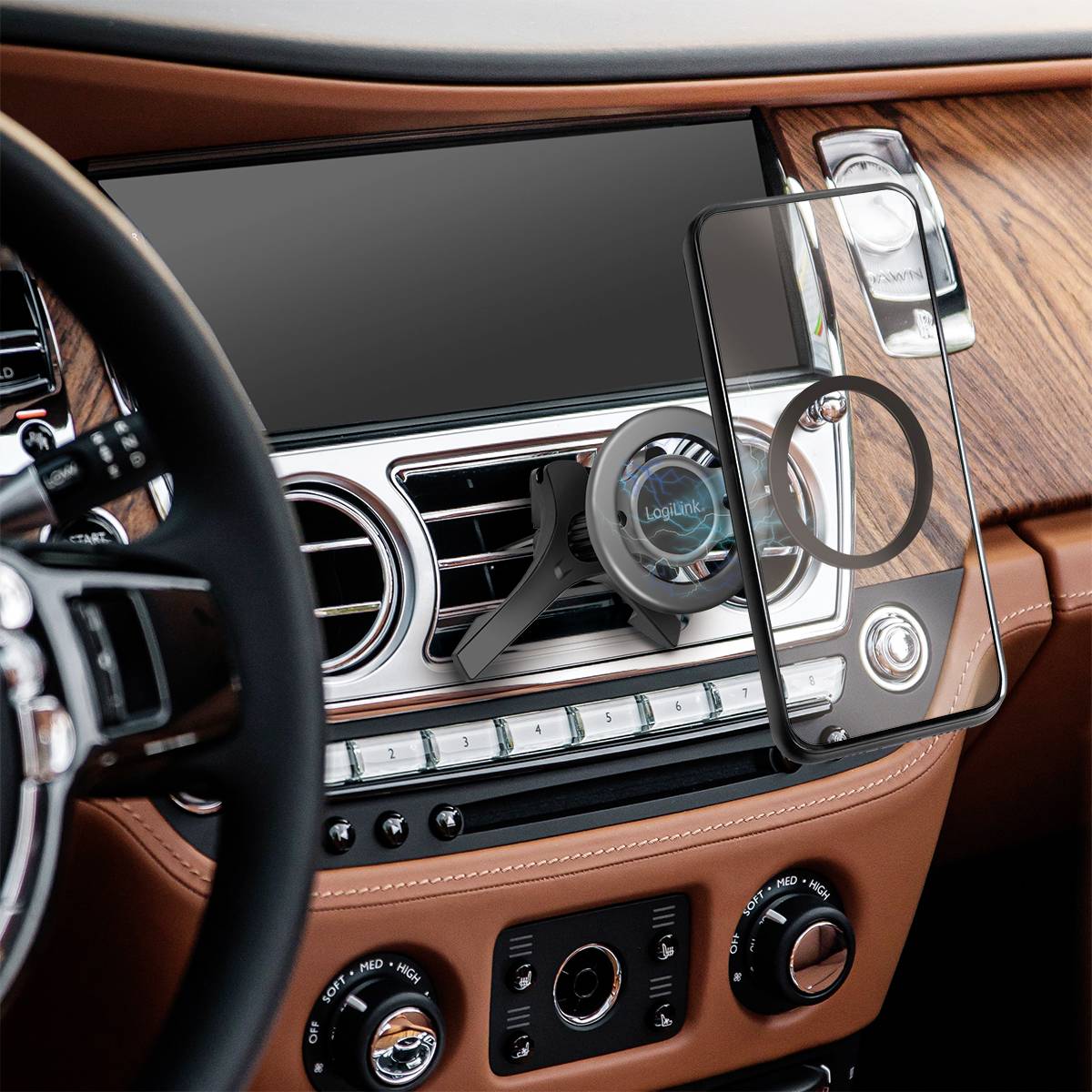 LogiLink AA0167 Lüftungsgitter Handy-Kfz-Halterung 360° drehbar, Magnetbefestigung