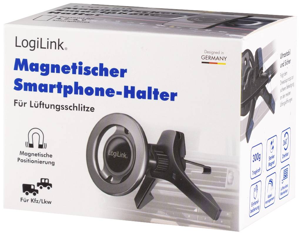 LogiLink AA0167 Lüftungsgitter Handy-Kfz-Halterung 360° drehbar, Magnetbefestigung