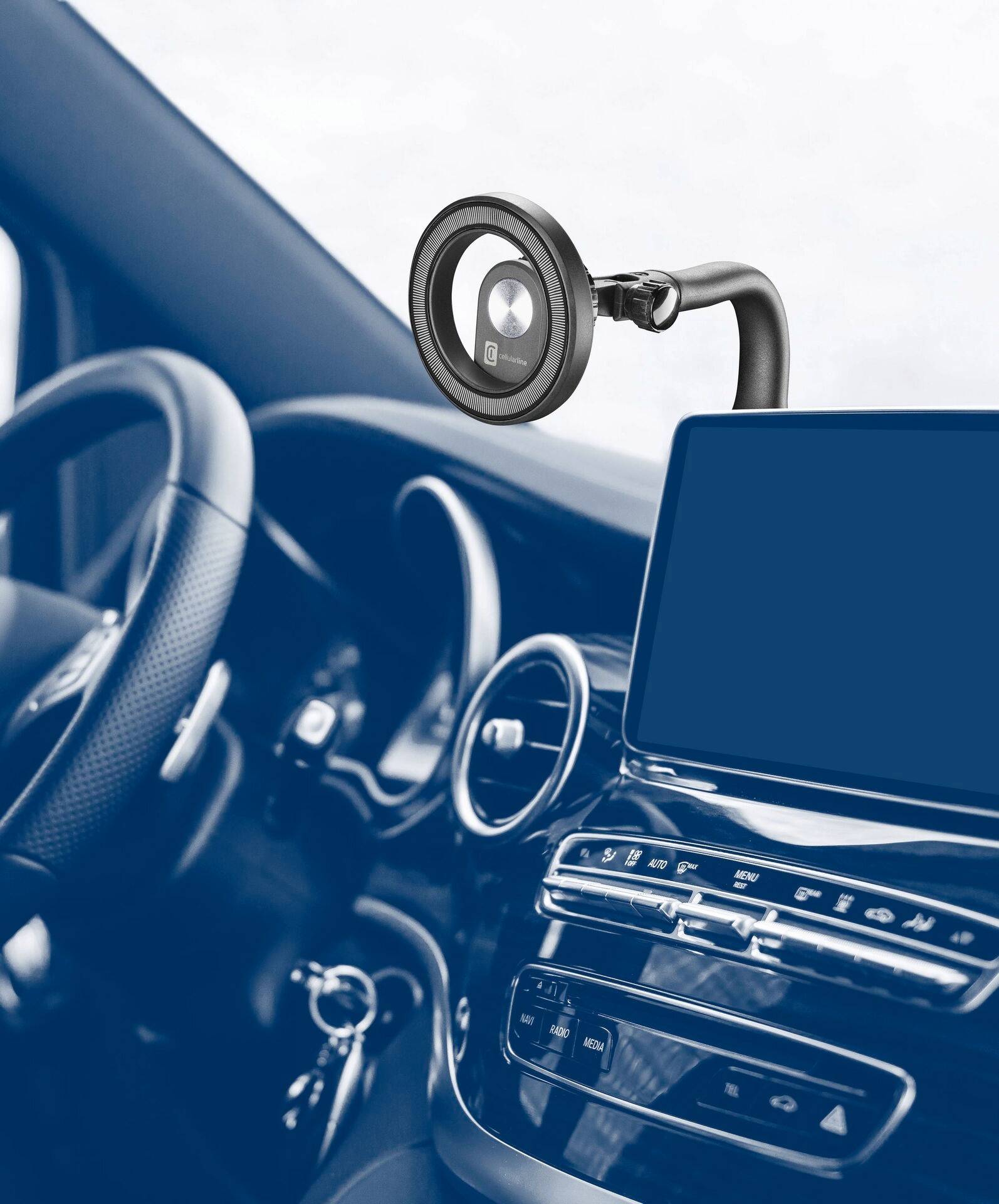 Cellularline MAGSFHOLDERSCREENK Klebepad Handy-Kfz-Halterung 360° drehbar, Magnetbefestigung