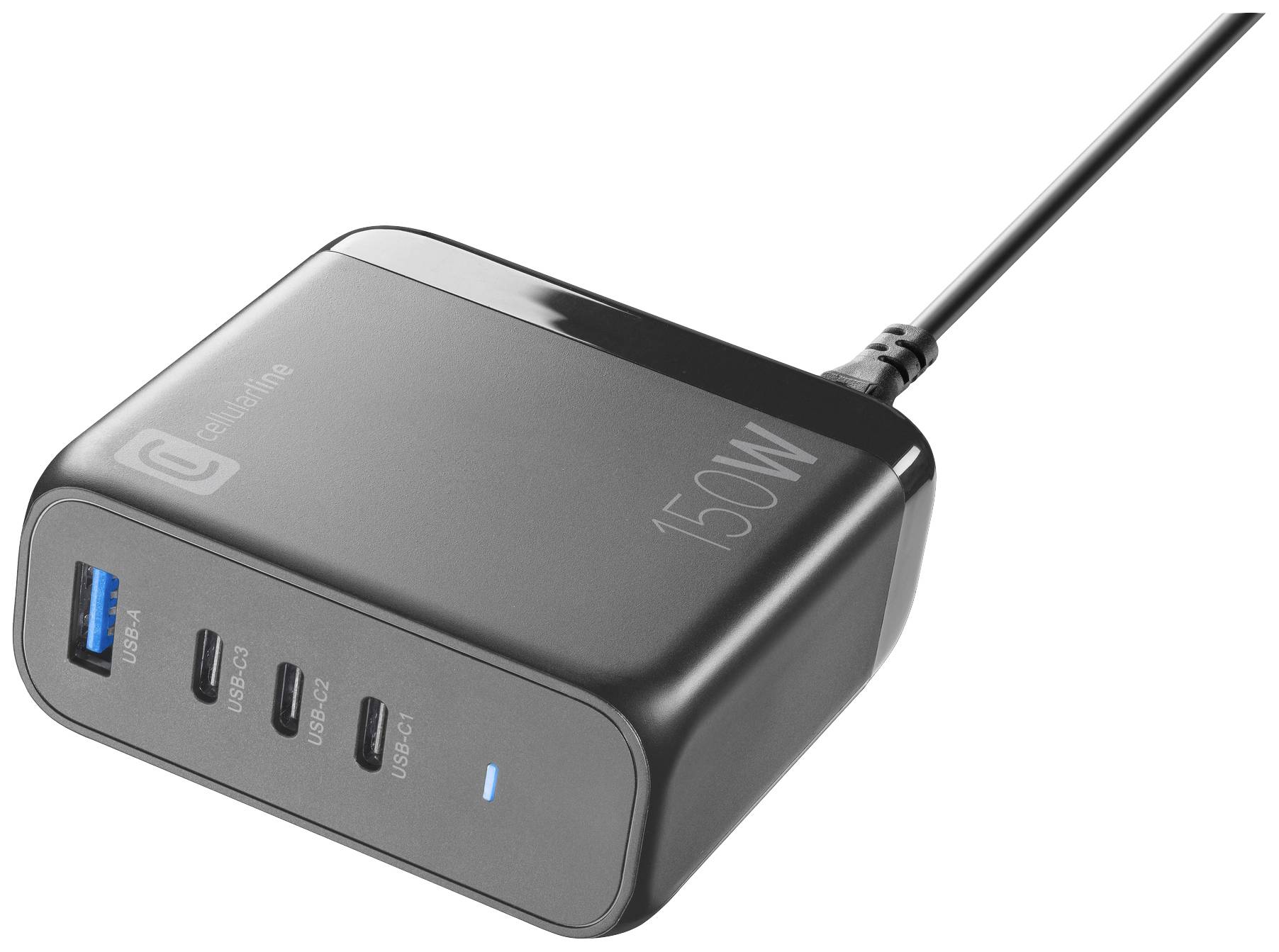 Cellularline ACHUSBGAN4PD150WK Handy Ladegerät mit Schnellladefunktion Schwarz