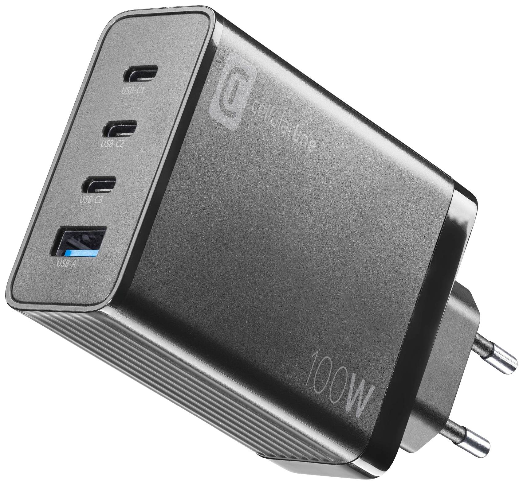 Cellularline ACHUSBGAN4WAL100WK Handy Ladegerät mit Schnellladefunktion Schwarz