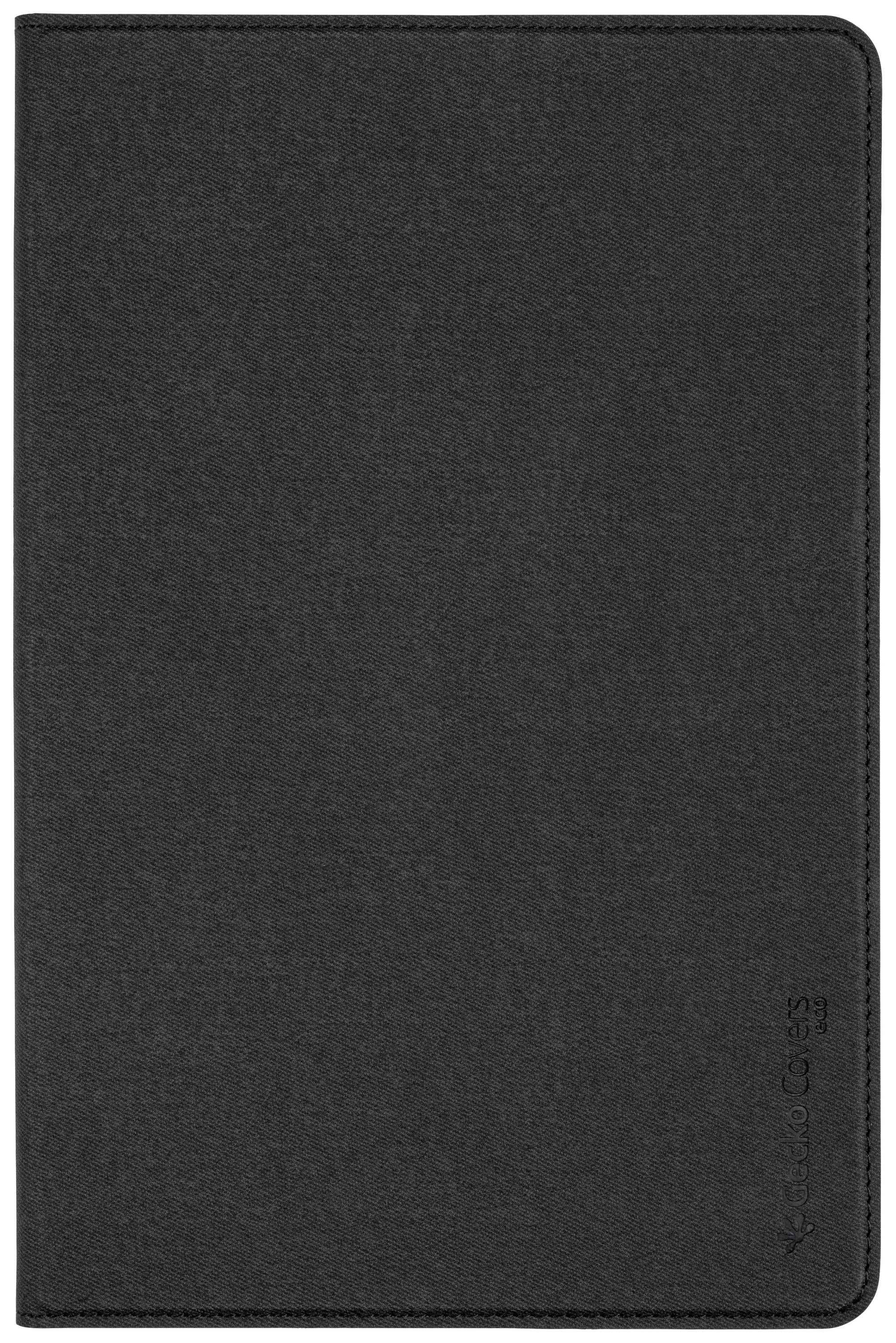 Ein schwarzes, geschlossenes Notizbuch mit glattem Umschlag, vertikale Naht am Rand. Keine sichtbaren Muster oder Beschriftungen.