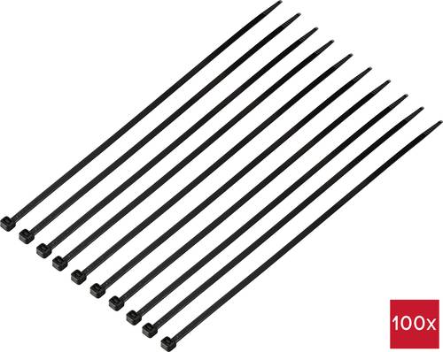 TRU COMPONENTS TC-12523680 Kabelbinder 300 mm 4.8 mm Schwarz 100 St.