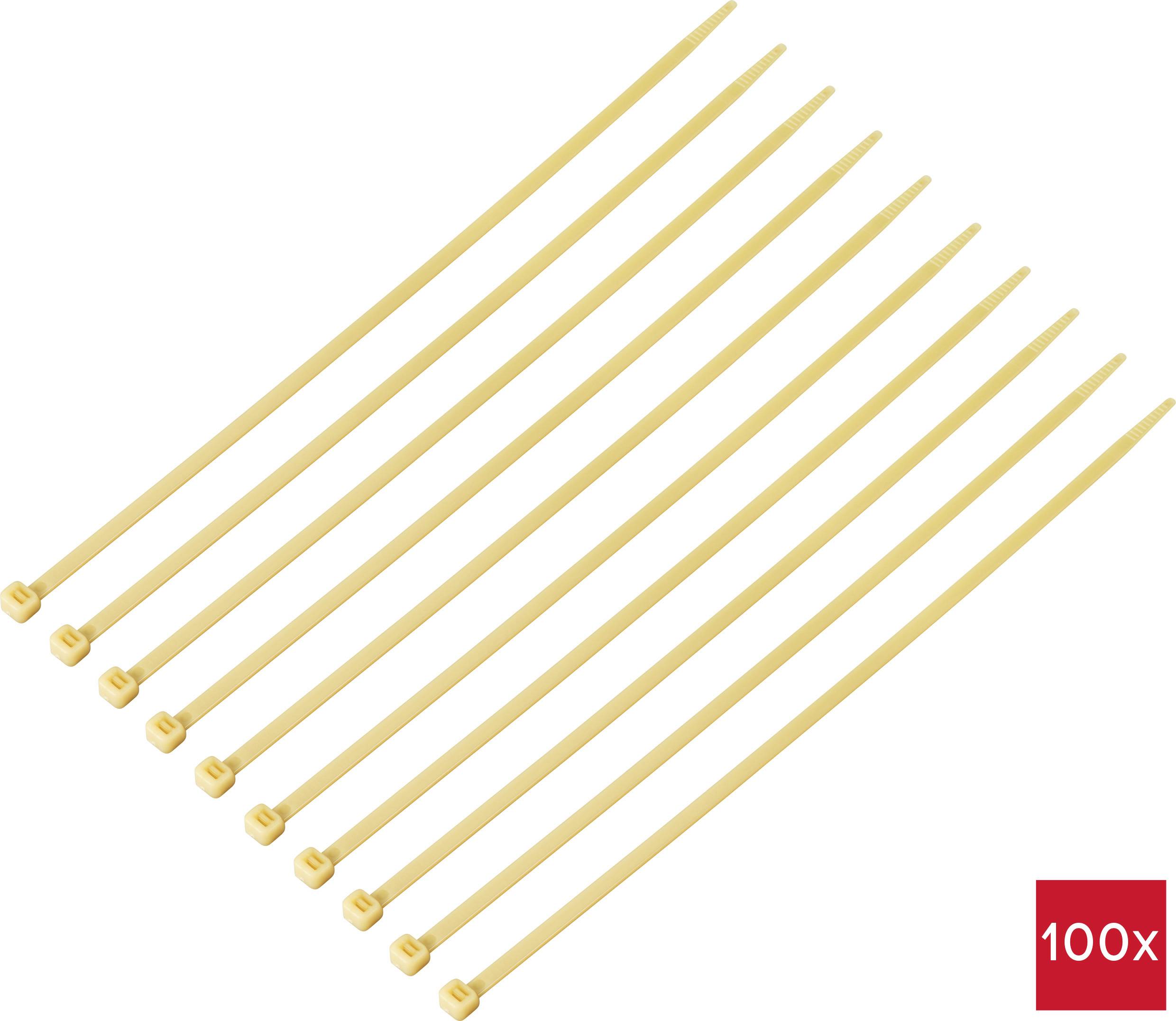 TRU COMPONENTS TC-12523712 Kabelbinder 300 mm 4.8 mm Hellbraun für Hochtemperaturanwendung 100 St.