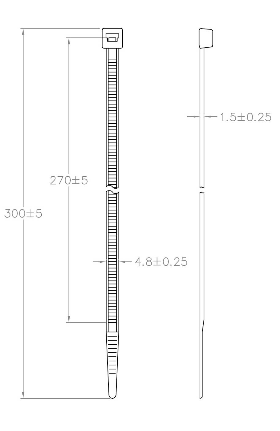 TRU COMPONENTS TC-12523712 Kabelbinder 300mm 4.8mm Hellbraun für Hochtemperaturanwendung 100St.