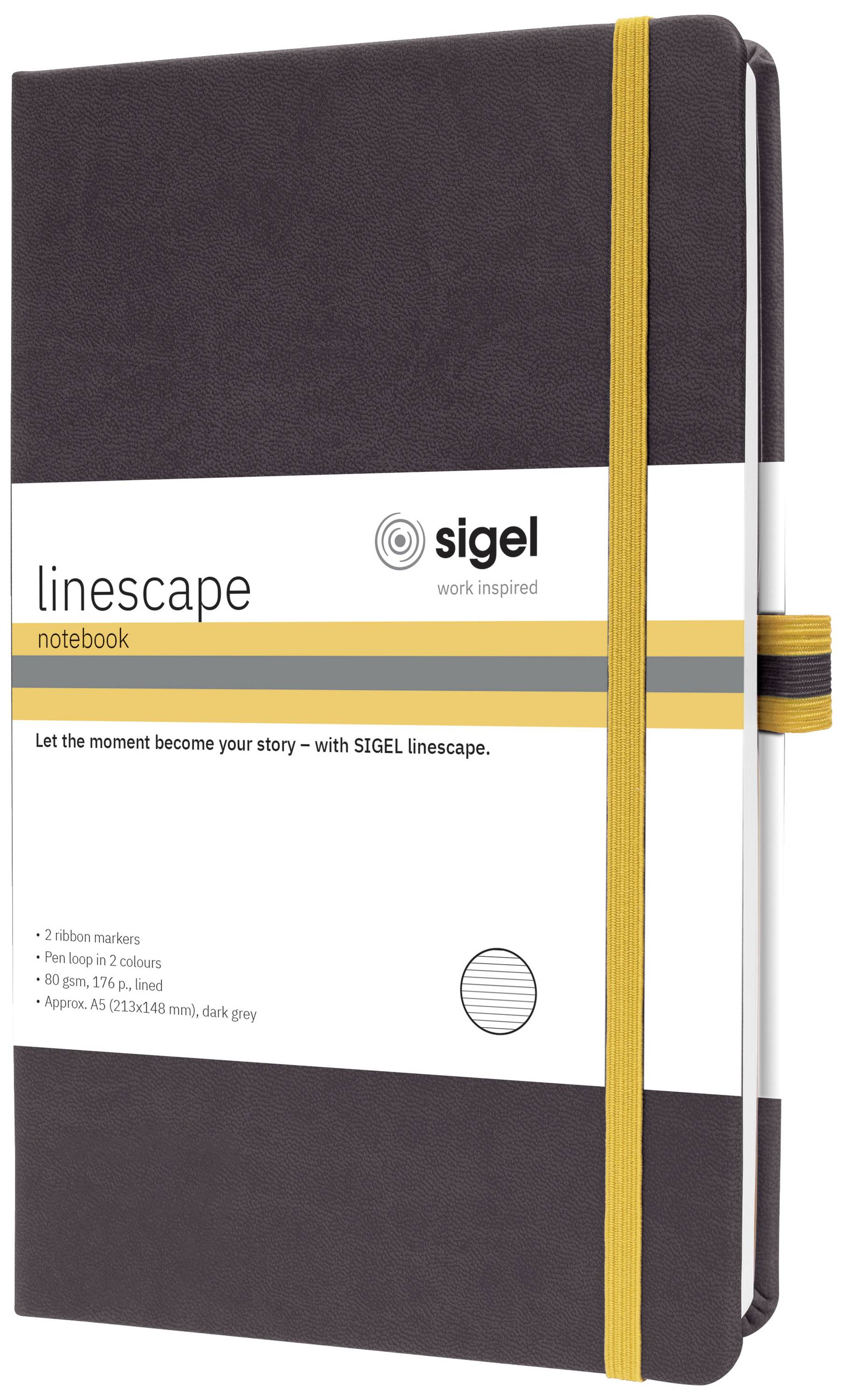 Sigel linescape LS107 Notizbuch liniert Dunkelgrau Anzahl der Blätter: 88 DIN A5hoch