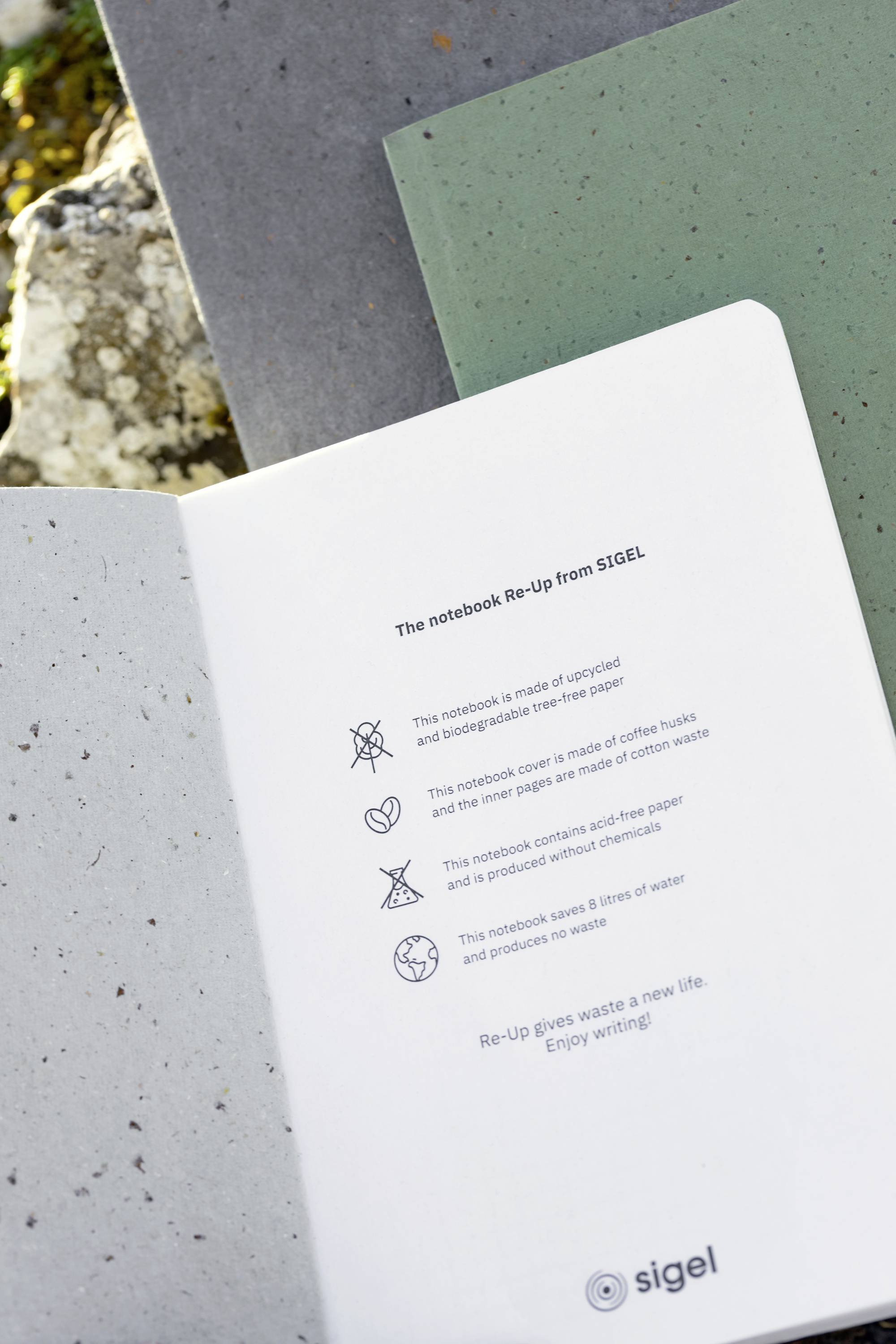 Sigel Re-Up RU101 Notizbuch liniert Hellgrau Anzahl der Blätter: 50 DIN A5 hoch