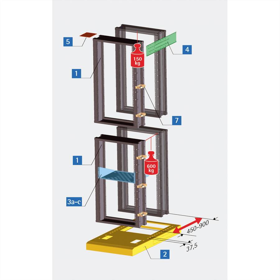 Apranet 26509305 19 Zoll Netzwerkschrank-Einschubsystem 42 HE Lichtgrau