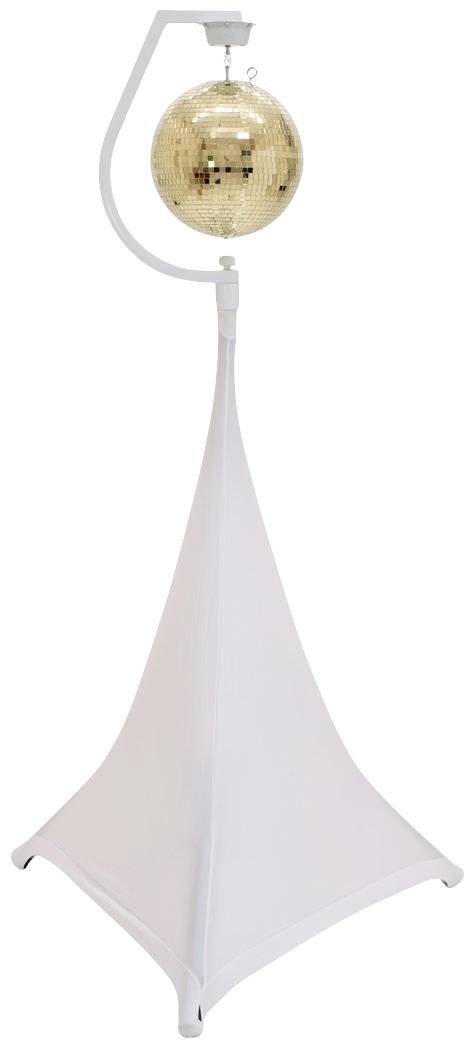 Disco-Lampe mit goldener Kugel und Ständer in modernem Design.