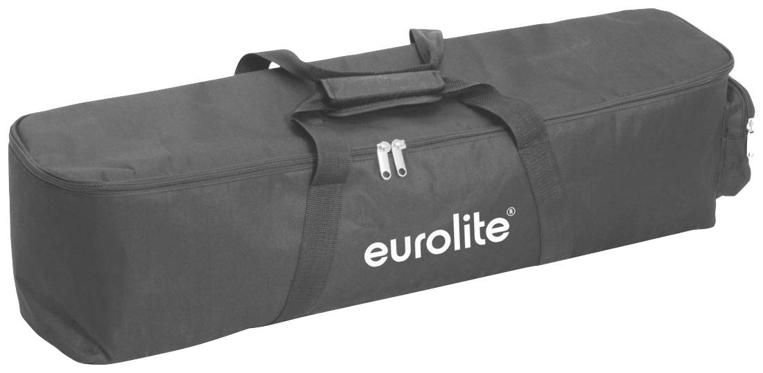 Schwarze Transporttasche mit 'eurolite'-Aufschrift. Die Tasche hat zwei Reißverschlüsse und Tragegriffe.