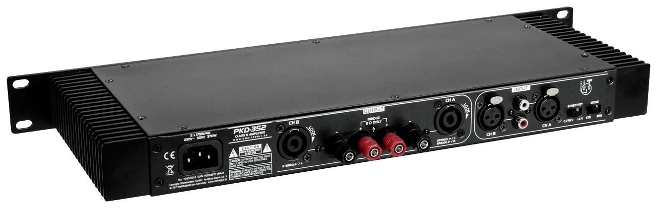 Omnitronic PKD-352 Stereo-Endstufe RMS Leistung je Kanal an 4 Ohm: 175W