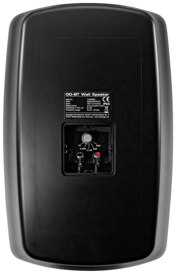 Omnitronic OD-8T On-Wall-Lautsprecher Schwarz 120W 30Hz - 20000Hz 2St.