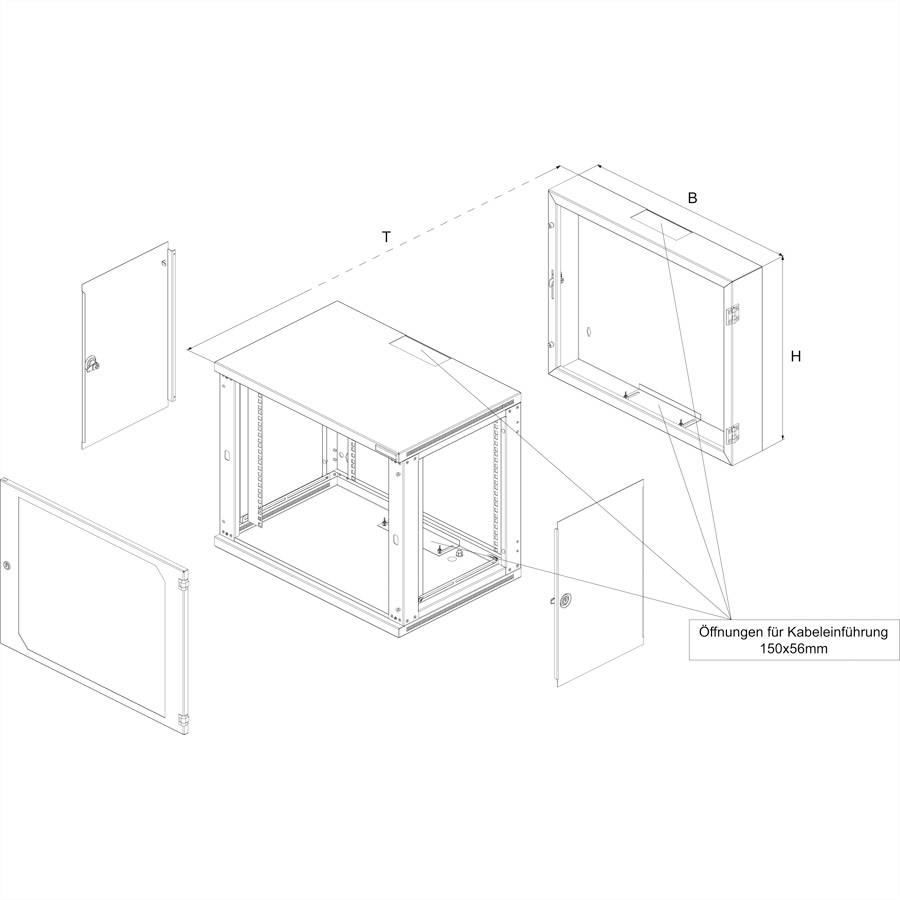 Conteg 19 Zoll Wandgehäuse (B x H x T) 358 x 600 x 500mm 6 HE Lichtgrau (RAL 7035)