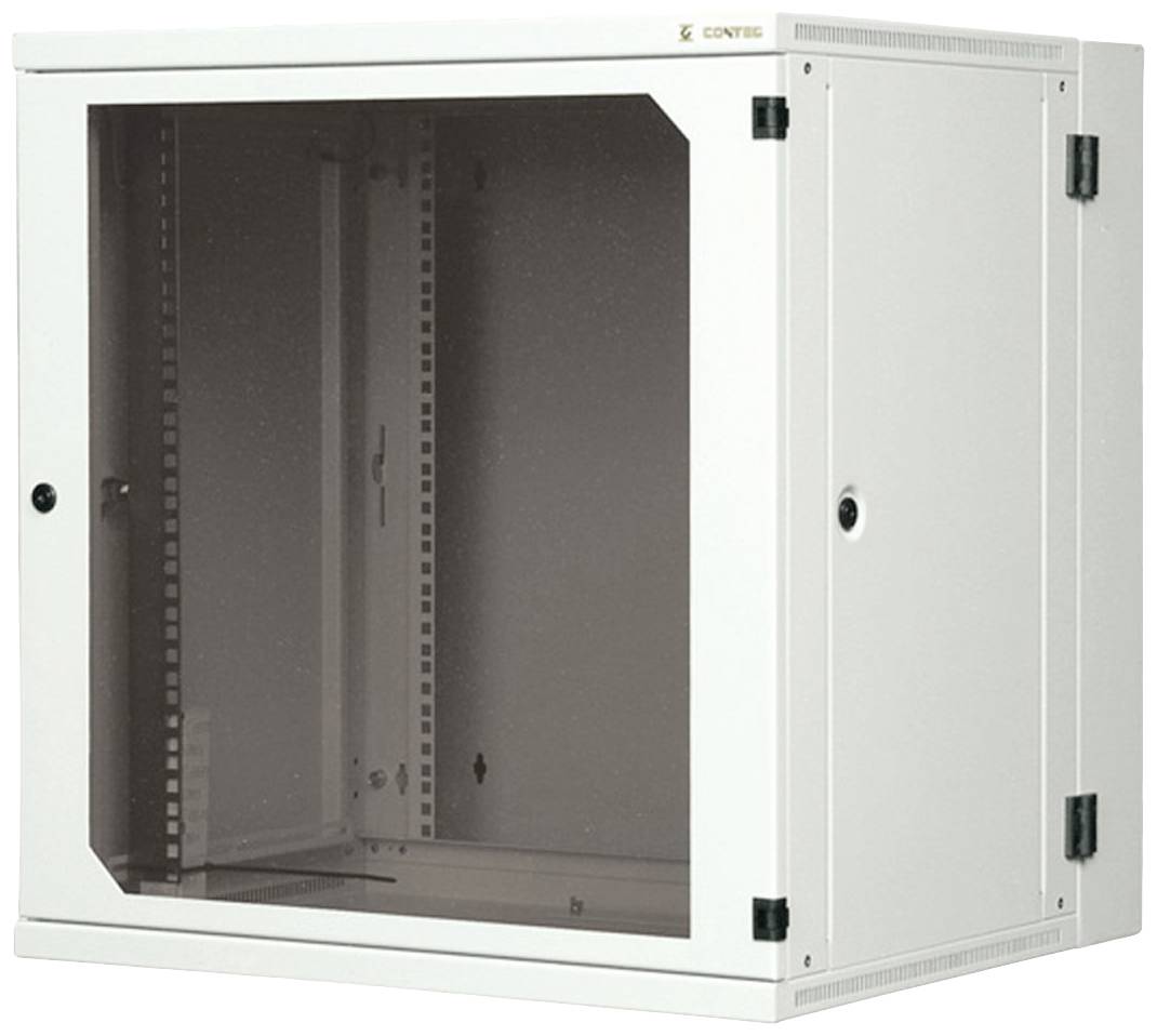 Weißer Wand-Serverschrank mit Glastür, geeignet für Netzwerkausrüstung.