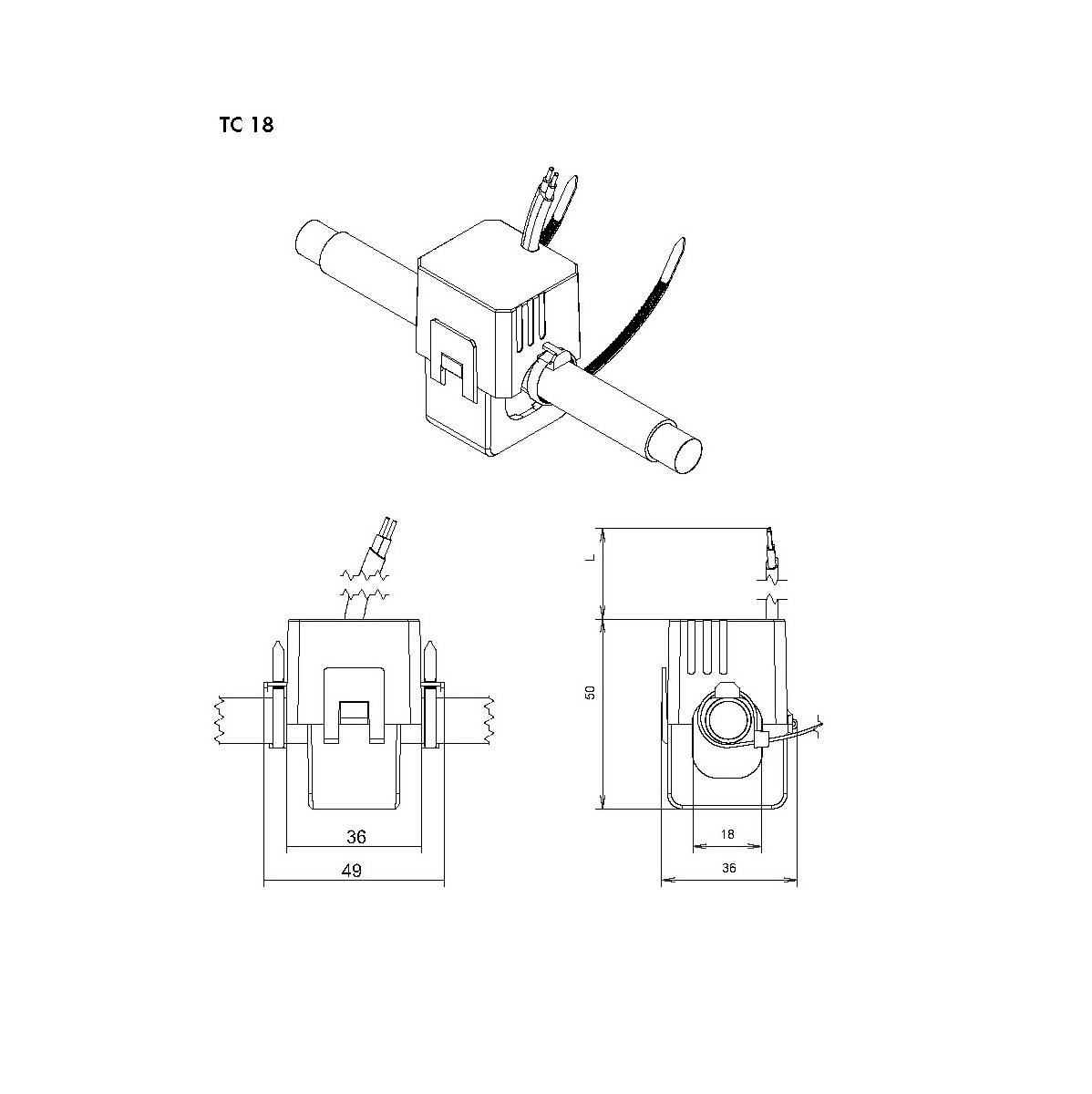 Celsa TC 18 100/1A 0.2VA Kl. 3 70006-1003 Kabelumbaustromwandler Primärstrom 100A Sekundärstrom 1A Leiterdurchführung Ø:18mm 1St.