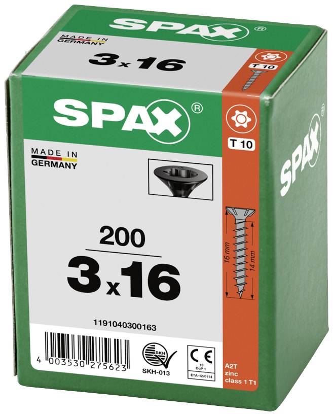 SPAX 1191040300163 Holzschraube 3mm 16mm T-STAR plus Stahl schwarz BLAX 200St.