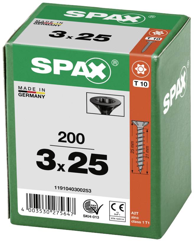 SPAX 1191040300253 Holzschraube 3mm 25mm T-STAR plus Stahl schwarz BLAX 200St.