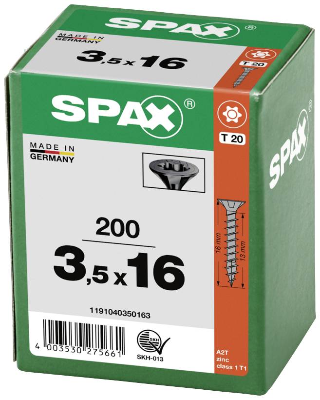 SPAX 1191040350163 Holzschraube 3.5mm 16mm T-STAR plus Stahl schwarz BLAX 200St.