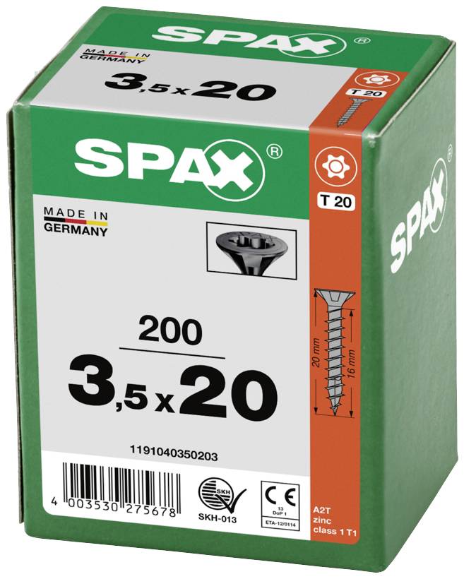 SPAX 1191040350203 Holzschraube 3.5mm 20mm T-STAR plus Stahl schwarz BLAX 200St.