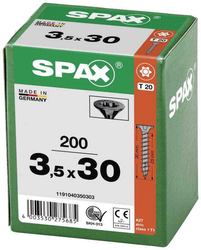 SPAX 1191040350303 Holzschraube 3.5mm 30mm T-STAR plus Stahl schwarz BLAX 200St.