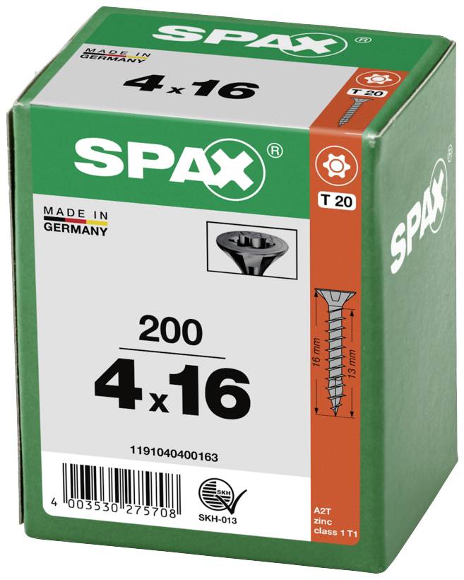 SPAX 1191040400163 Holzschraube 4mm 16mm T-STAR plus Stahl schwarz BLAX 200St.