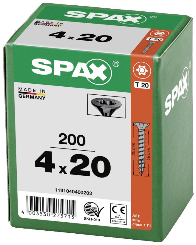 SPAX 1191040400203 Holzschraube 4mm 20mm T-STAR plus Stahl schwarz BLAX 200St.