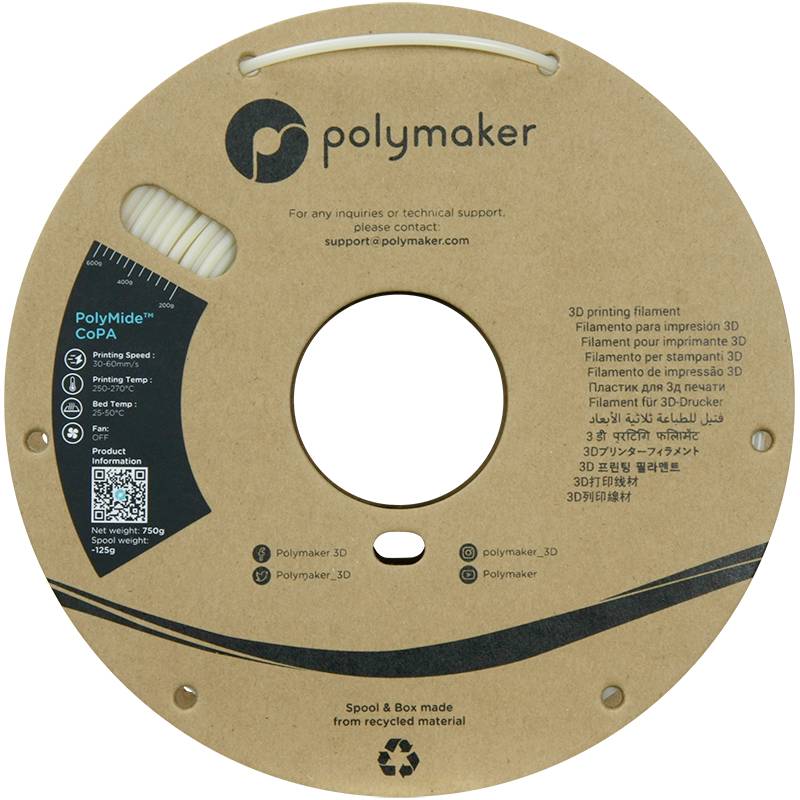 Polymaker PG05004 CoPA Filament PA-Nylon hitzebeständig, hohe Zugfestigkeit 2.85mm 750g Klar PolyMide™ 1St.