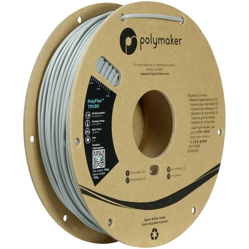 Polymaker PD02008 TPU90 Filament TPU flexibel 2.85 mm 750 g Grau PolyFlex™ 1 St.