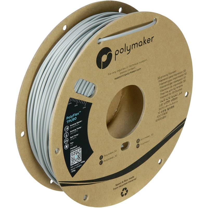 Polymaker PD02008 TPU90 Filament TPU flexibel 2.85mm 750g Grau PolyFlex™ 1St.