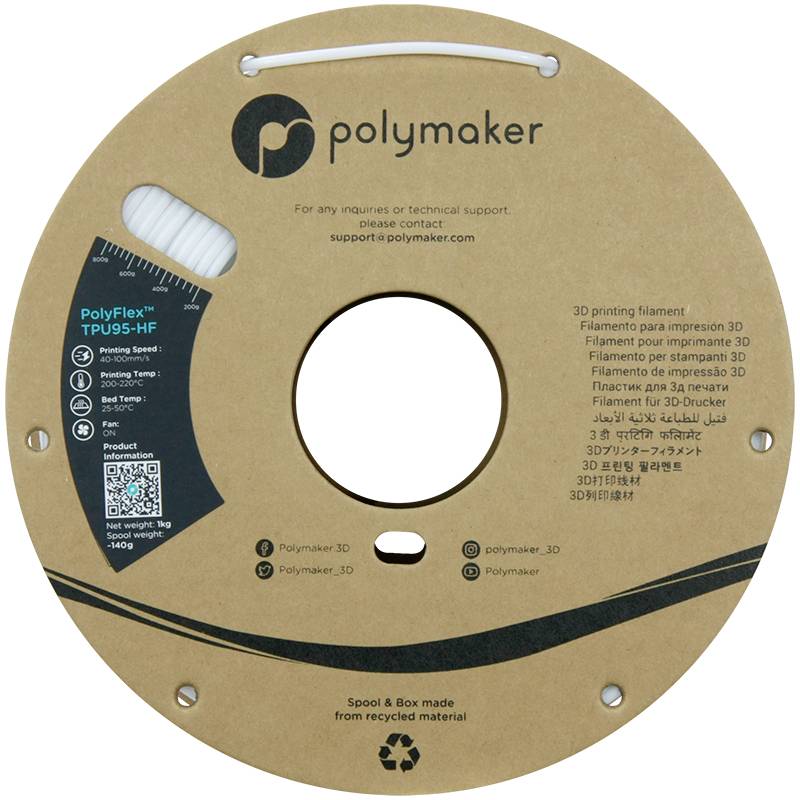 Polymaker PD03005 TPU95-HF Filament TPU, Flexibles Filament flexibel, Highspeed Filament, UV-beständig 2.85mm 1000g We
