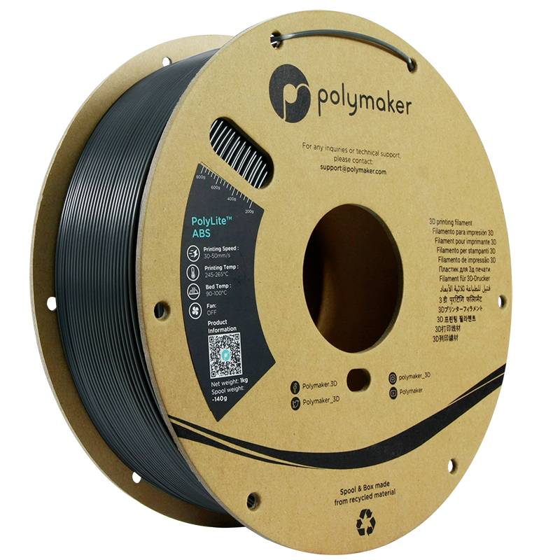 Polymaker PE01028 Filament ABS hitzebeständig, schlagfest, geruchsarm 1.75 mm 1000 g Dunkelgrau PolyLite 1 St.