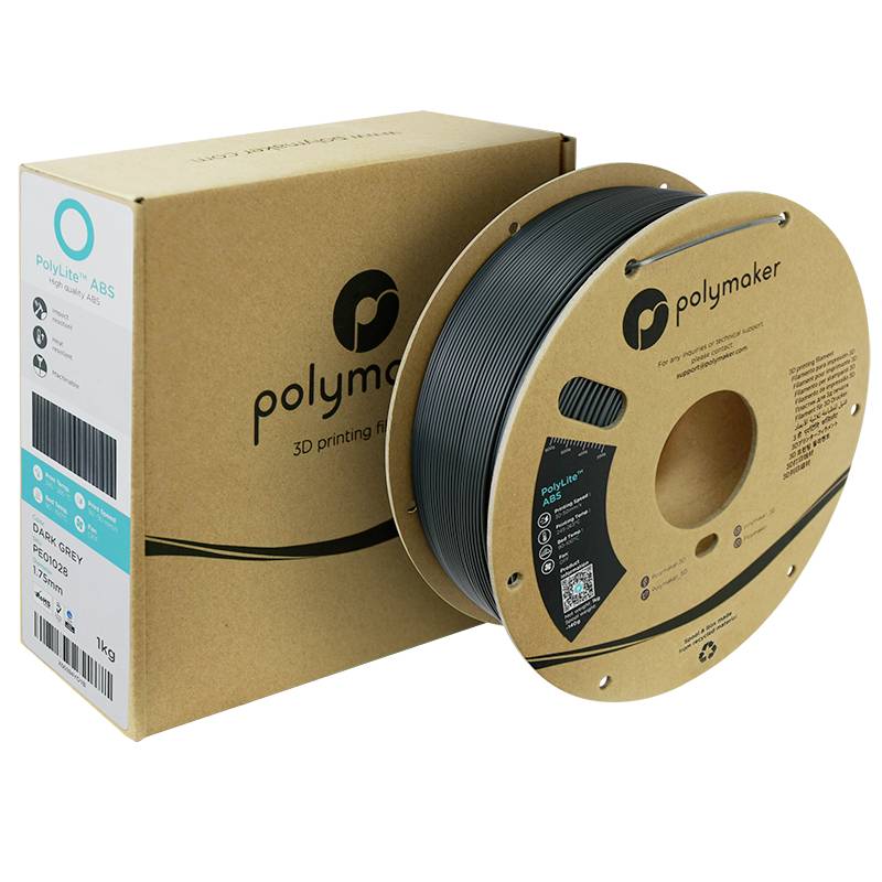 Polymaker PE01028 Filament ABS hitzebeständig, schlagfest, geruchsarm 1.75 mm 1000 g Dunkelgrau PolyLite 1 St.