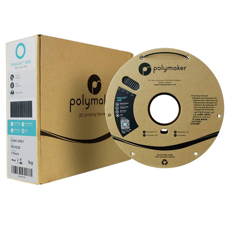 Polymaker PE01028 Filament ABS hitzebeständig, schlagfest, geruchsarm 1.75 mm 1000 g Dunkelgrau PolyLite 1 St.