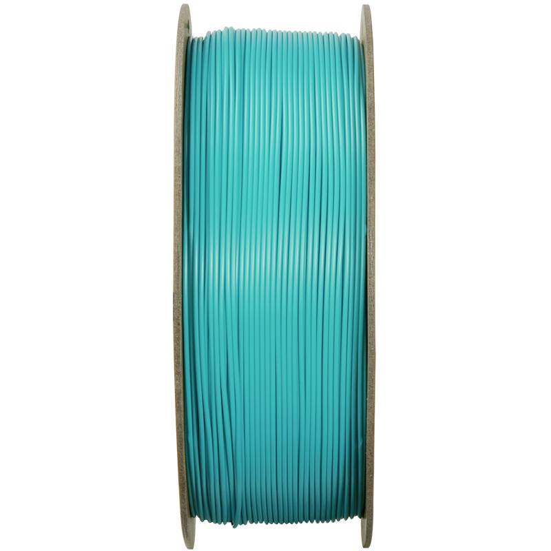 Eine Spule mit türkisfarbenem Kunststoffdraht, häufig verwendet für 3D-Druck oder Elektrokabelanwendungen.