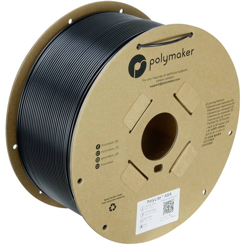 Polymaker PF01024 Black Filament ASA UV-beständig, witterungsbeständig, hitzebeständig, schlagfest 1.75mm 3000g Schwarz PolyLite™