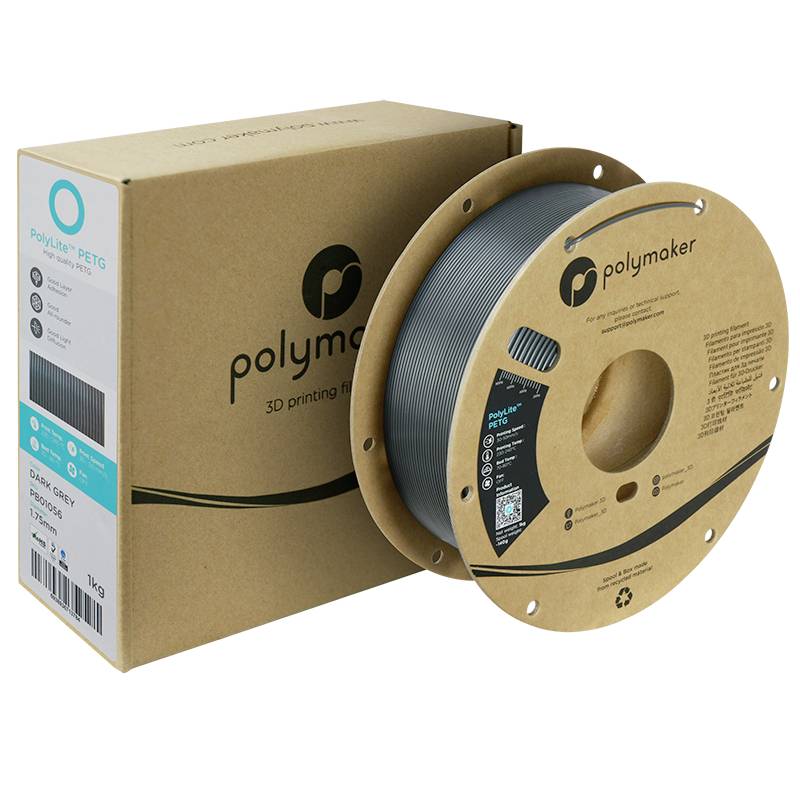 Polymaker PB01056 Filament PETG hitzebeständig, hohe Zugfestigkeit 1.75mm 1000g Dunkelgrau PolyLite™ 1St.