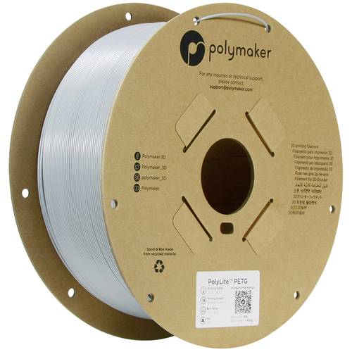 Polymaker PB01053 Filament PETG hitzebeständig, hohe Zugfestigkeit 1.75 mm 3000 g Grau PolyLite™ 1