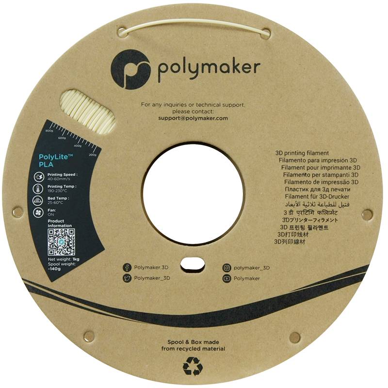 Polymaker PA02056 Filament PLA hohe Steifigkeit, hohe Zugfestigkeit 1.75mm 1000g Cream PolyLite™ 1St.
