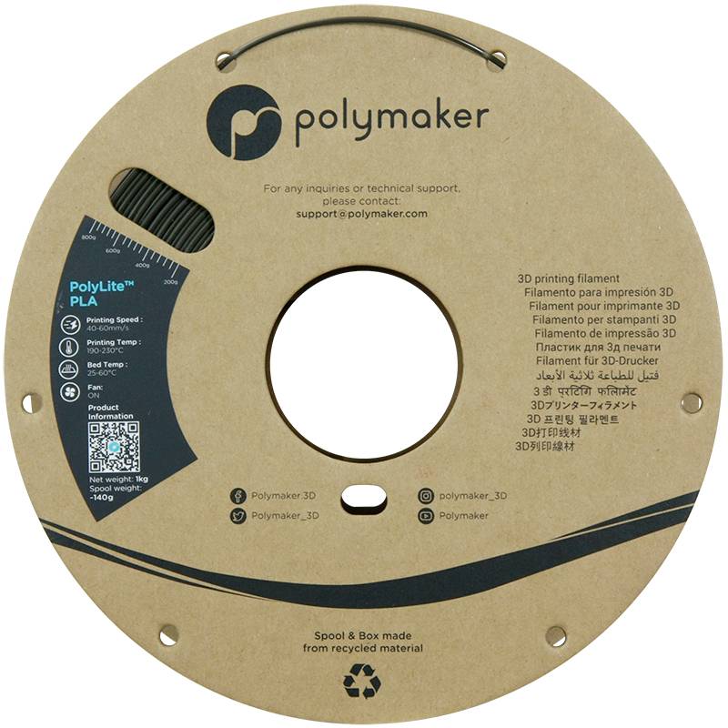 Polymaker PA02095 Filament PLA hohe Steifigkeit, hohe Zugfestigkeit 1.75mm 1000g Dunkelgraugrün PolyLite™ 1St.