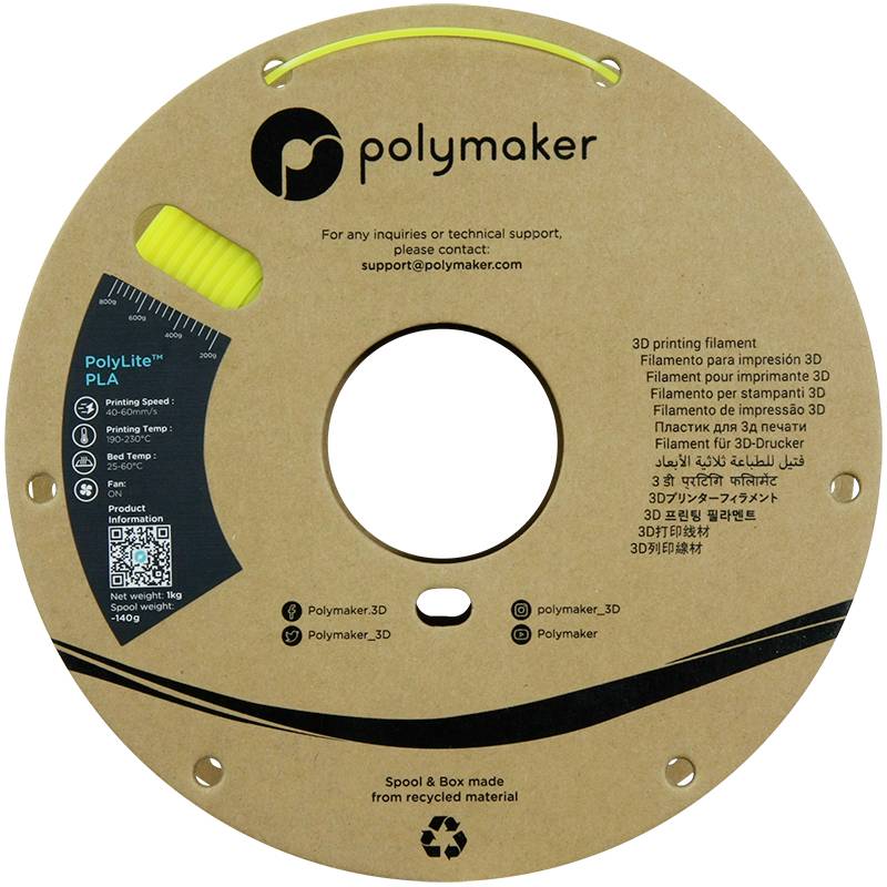 Polymaker PA02093 Luminous Filament PLA nachleuchtend 1.75mm 1000g Leucht-Gelb PolyLite™ 1St.