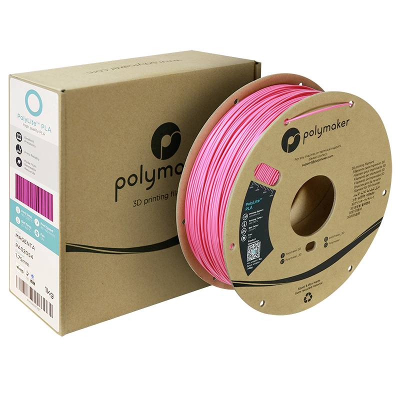 Polymaker PA02054 PolyLite PLA Filament Magenta 1.75mm / 1kg Filament PLA hohe Steifigkeit, hohe Zugfestigkeit 1.75mm 1000g Mag