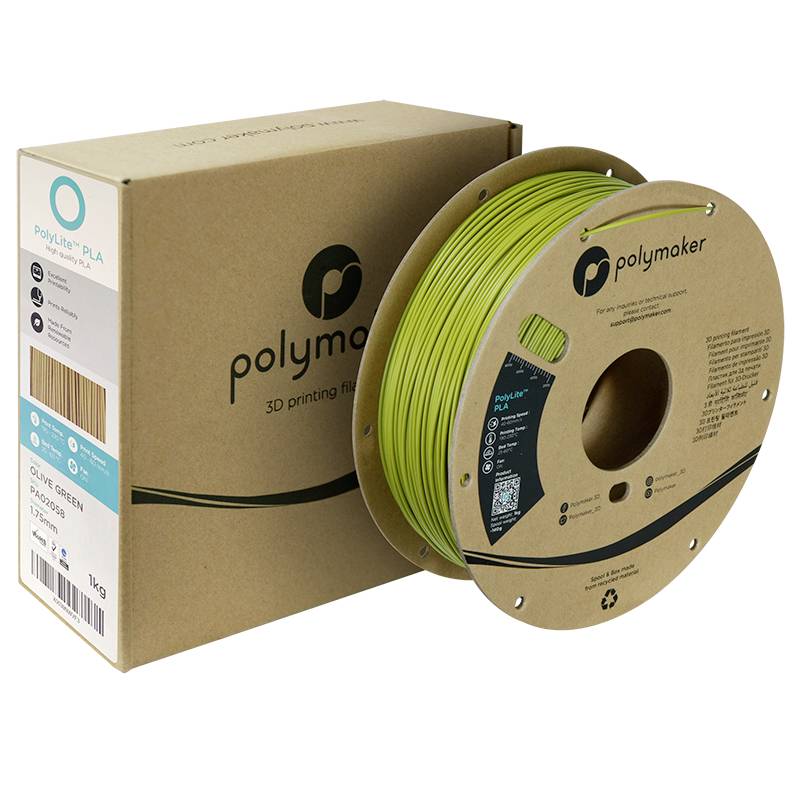 Polymaker PA02058 PolyLite PLA Filament Olive Green 1.75mm / 1kg Filament PLA hohe Steifigkeit, hohe Zugfestigkeit 1.75mm 1000g