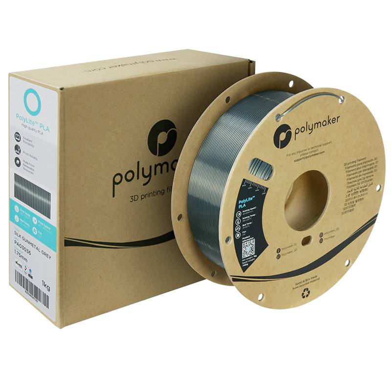 Polymaker PA03036 Silk Filament PLA-Seide hohe Steifigkeit, hohe Zugfestigkeit 1.75mm 1000g Gun Metal Gray PolyLite™ 1St.
