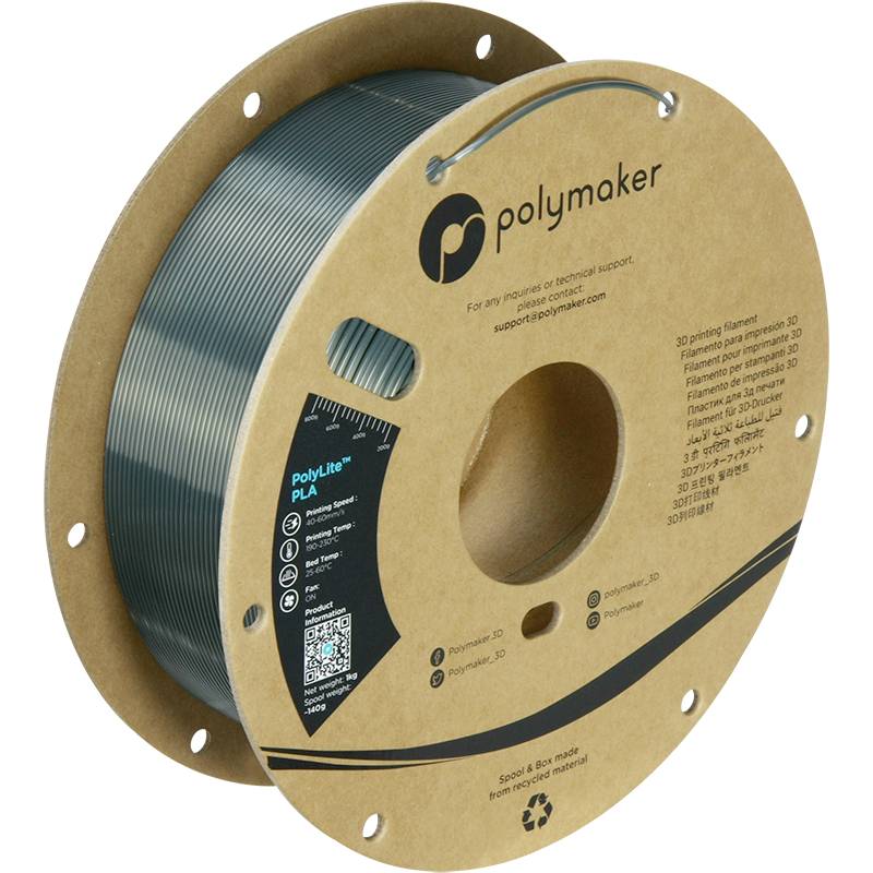 Polymaker PA03036 Silk Filament PLA-Seide hohe Steifigkeit, hohe Zugfestigkeit 1.75mm 1000g Gun Metal Gray PolyLite™ 1St.