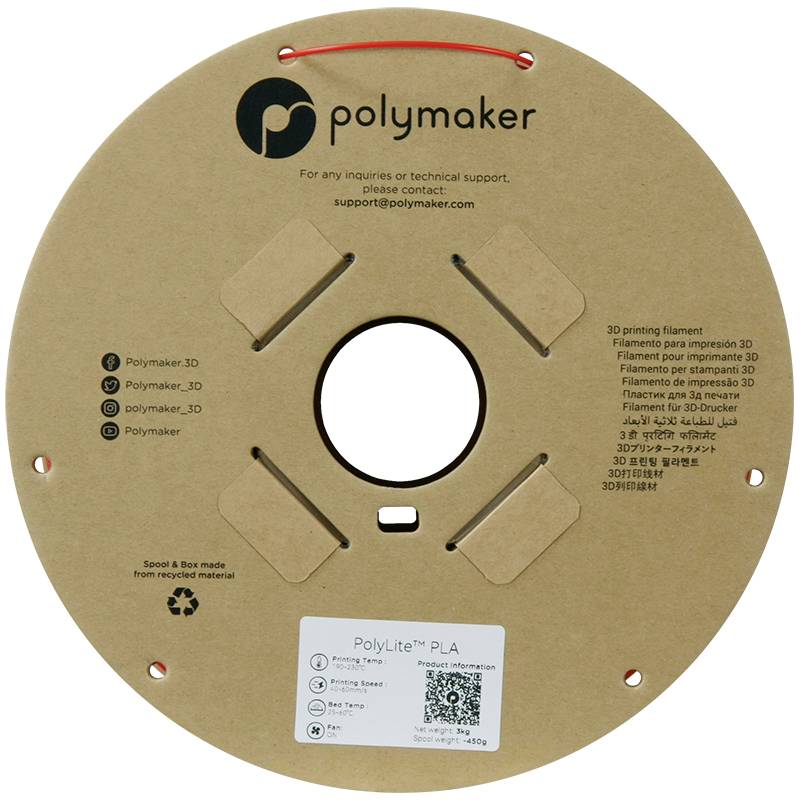 Polymaker PA02066 Filament PLA hohe Steifigkeit, hohe Zugfestigkeit 1.75mm 3000g Rot PolyLite™ 1St.
