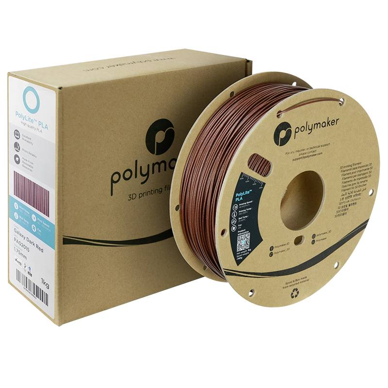 Polymaker PA02015 Galaxy Filament PLA hohe Steifigkeit, hohe Zugfestigkeit 1.75mm 1000g Dunkelrot PolyLite™ 1St.