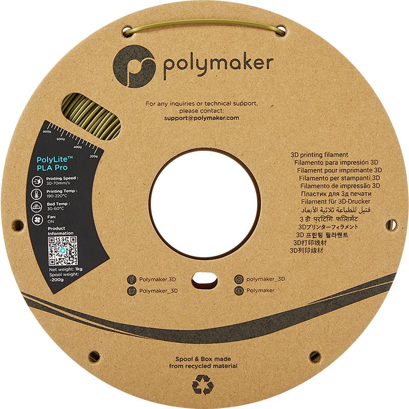 Polymaker PA07006 Filament PLA Pro hohe Steifigkeit, schlagfest 1.75mm 1000g Army Green PolyLite™ 1St.