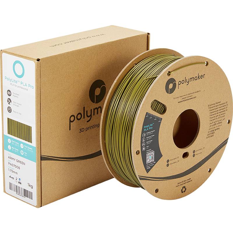 Polymaker PA07006 Filament PLA Pro hohe Steifigkeit, schlagfest 1.75mm 1000g Army Green PolyLite™ 1St.