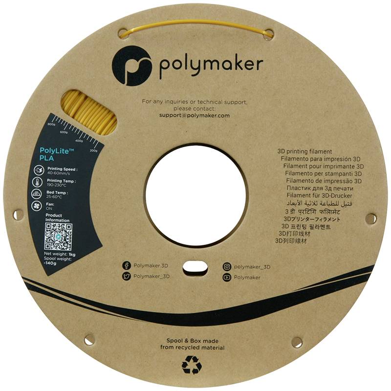 Polymaker PA03001 Silk Filament PLA-Seide Seidig glänzend 1.75mm 1000g Gold PolyLite™ 1St.
