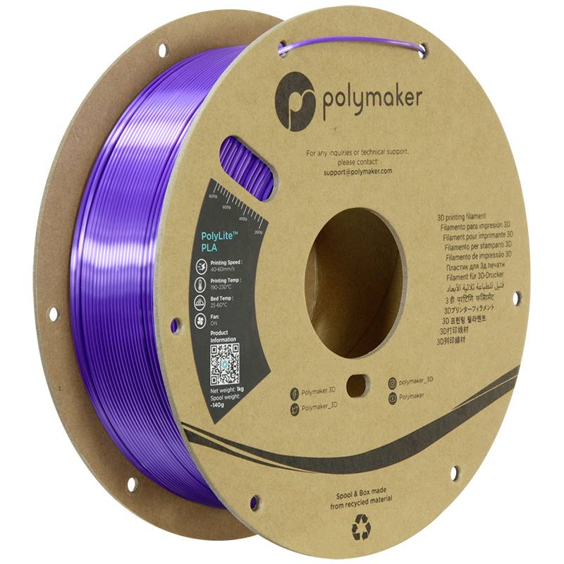 Polymaker PA03007 Silk Filament PLA-Seide Seidig glänzend 1.75mm 1000g Lila PolyLite™ 1St.